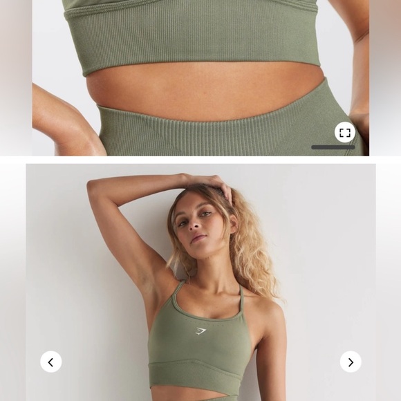 Gymshark Sweat Seamless leggings and longline bra top SET size S Dusty Olive - Picture 8 of 11